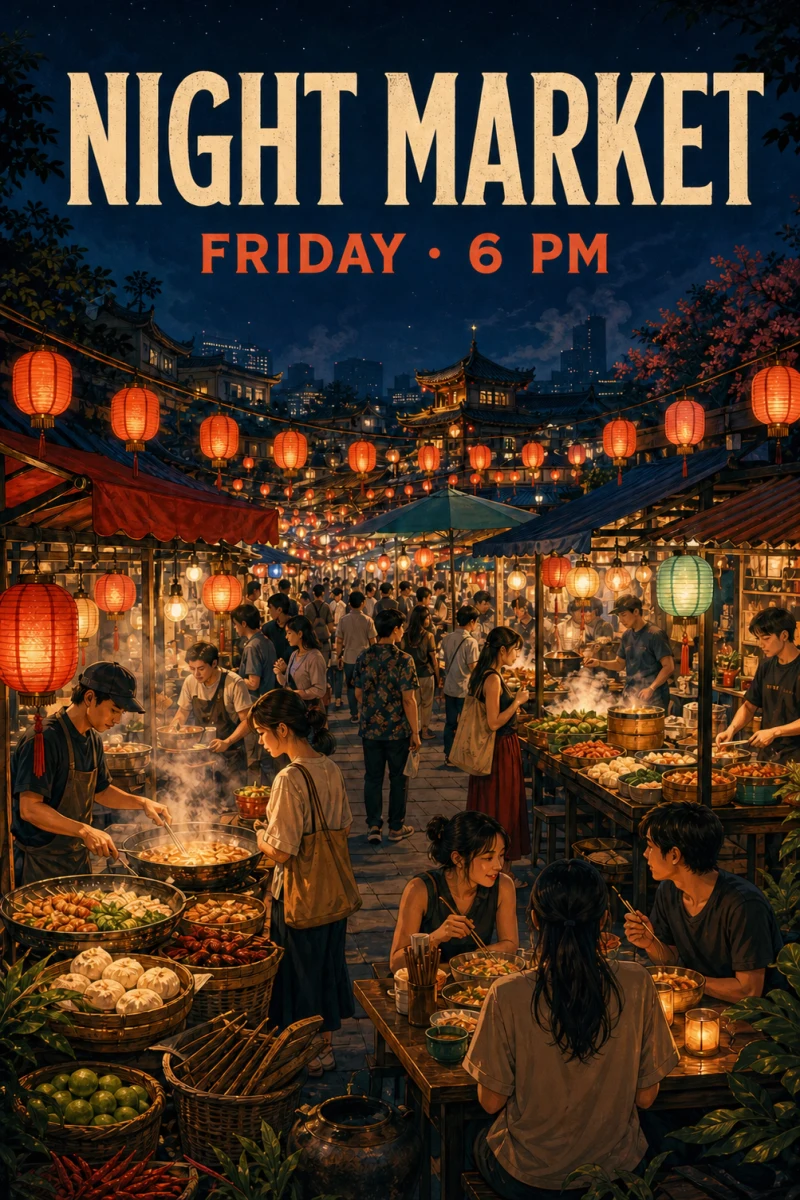Night market event flyer